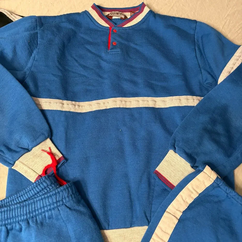 Two Vintage Men's Jogging Suits Sweat Suits 1970/1980ss Line-Up M L Blue Black